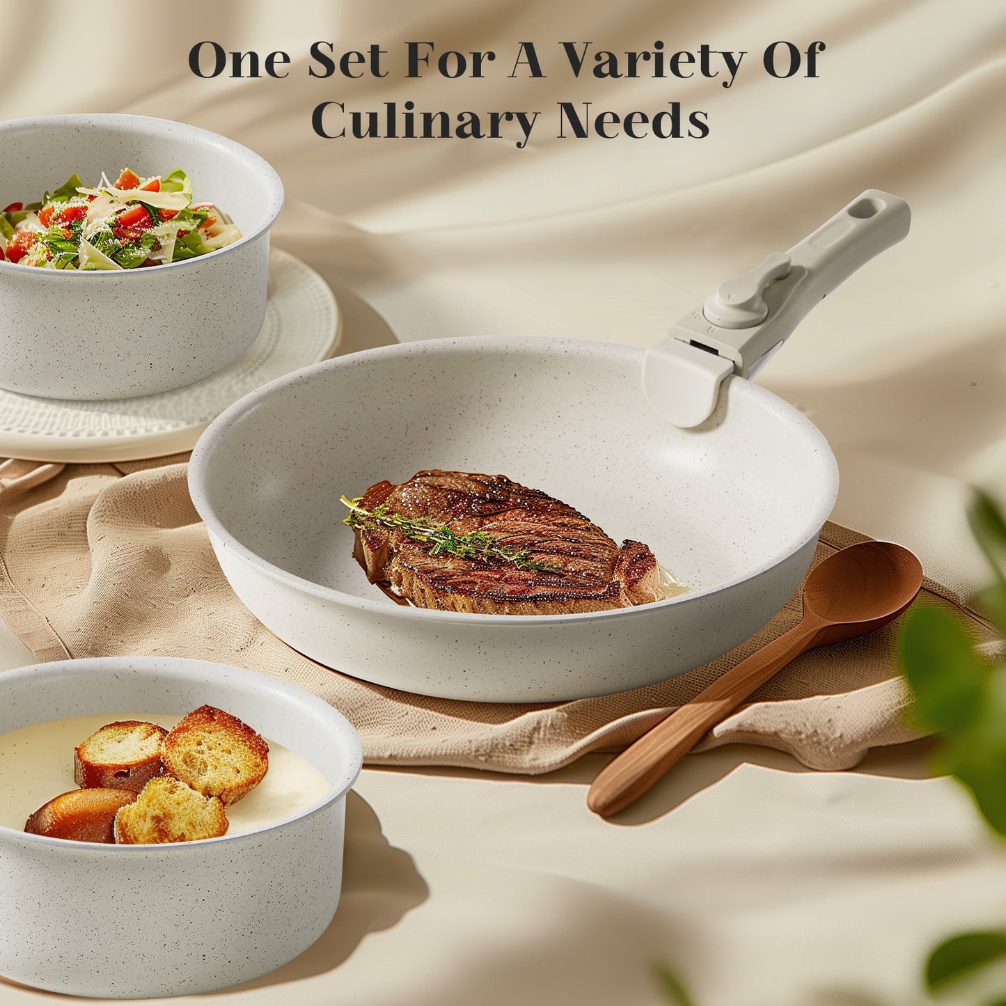 12 Pots and Pans Non-Stick Granite Cookware Set
