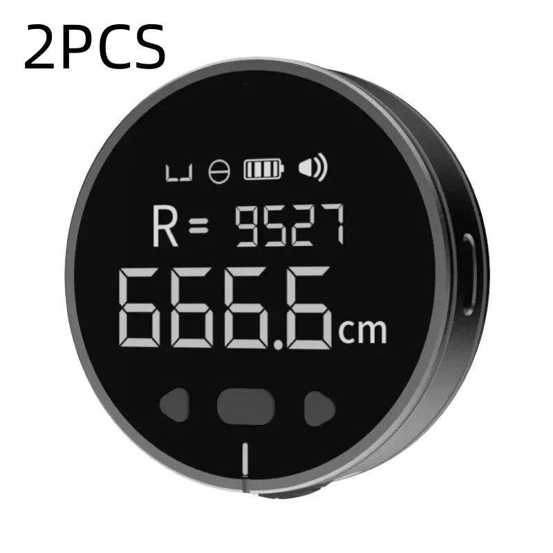 Digital device with a circular display showing measurements on a white background
