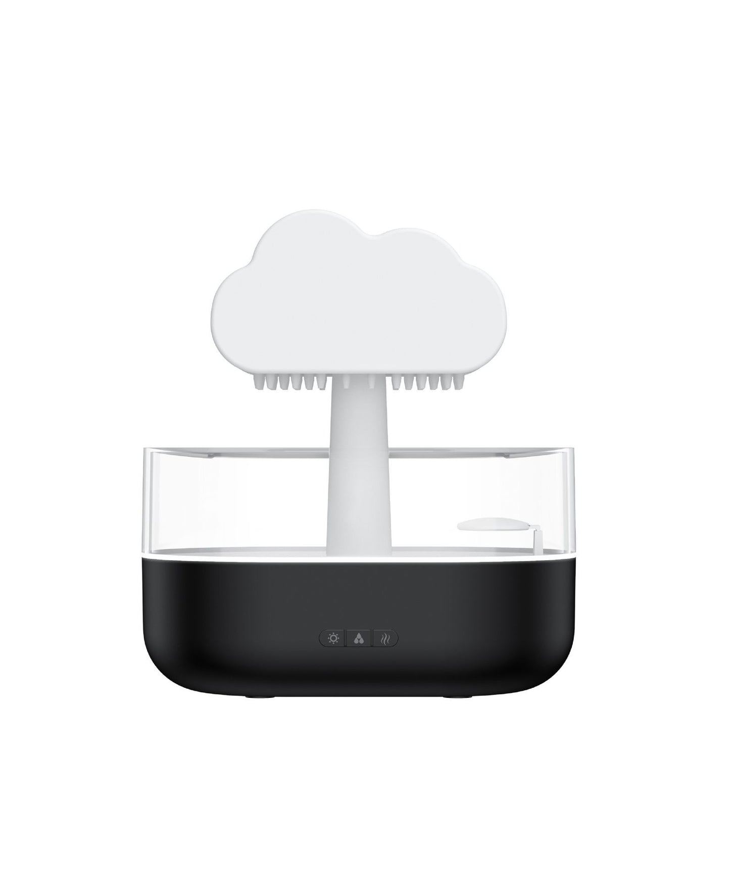Black electronic device with a cloud-shaped top on a white background