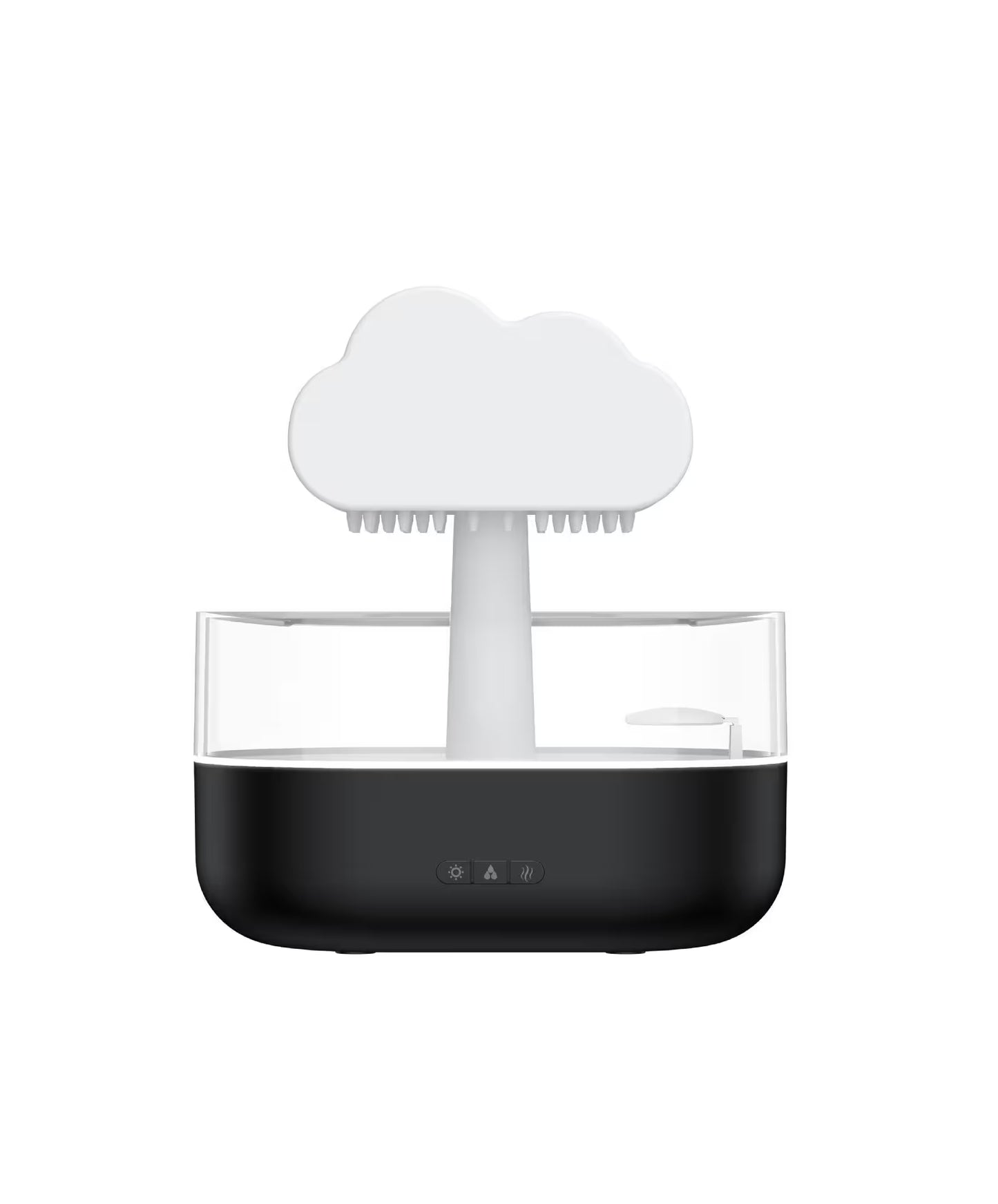 Black and white electronic device with cloud-like top on a white background