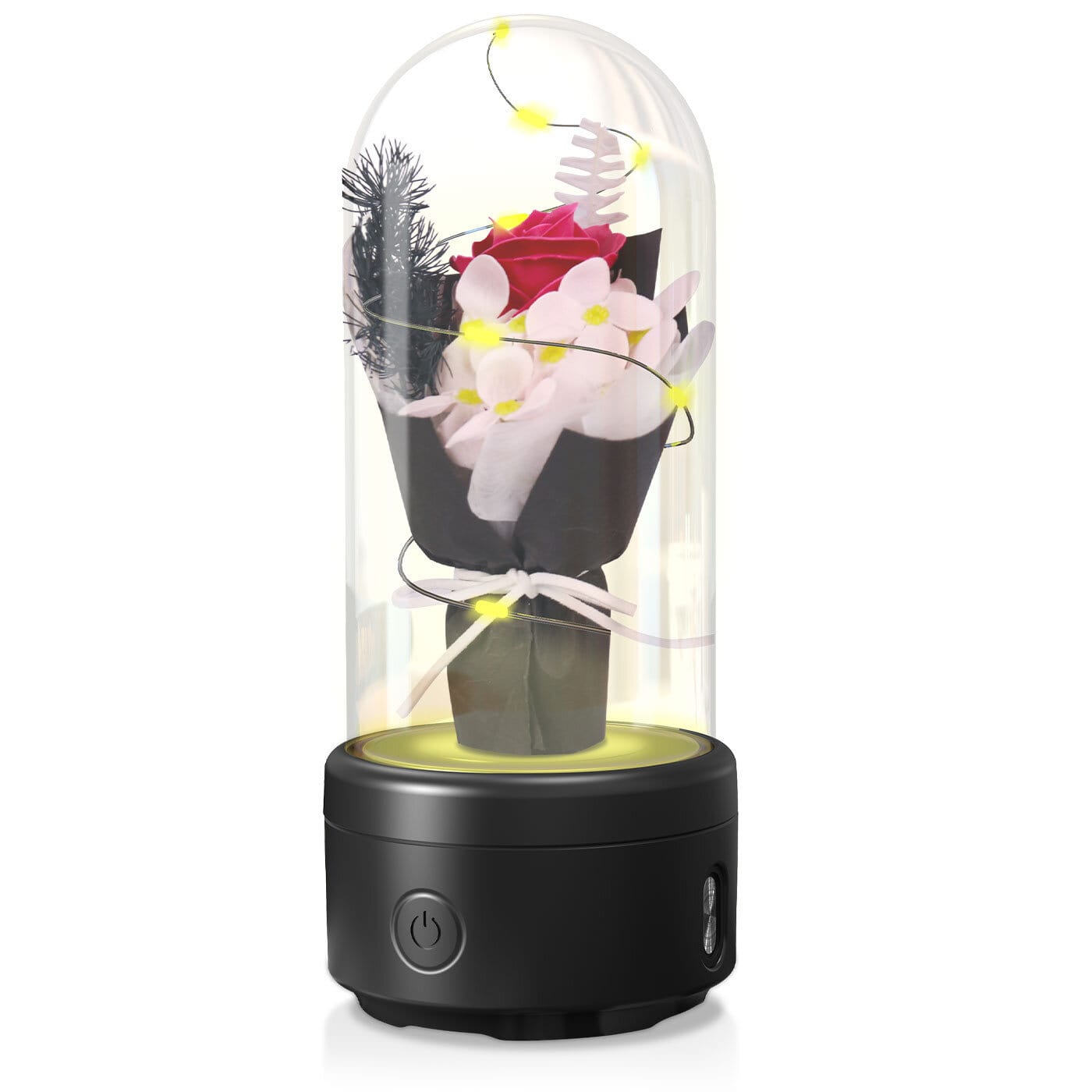 Black Rechargeable Waterproof LED Light Bluetooth Speaker Ornament - Black Base