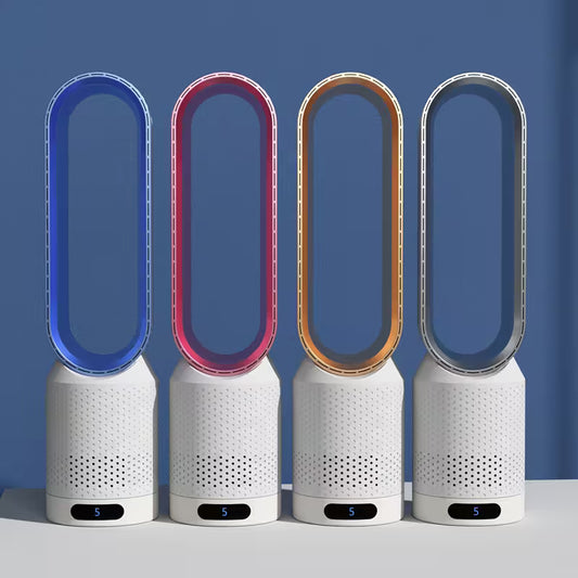 Bladeless Fan with Remote Control | Negative Ion Air Purifier Fan | 90° Oscillating | 8-Speed Touch Screen | Child Safe