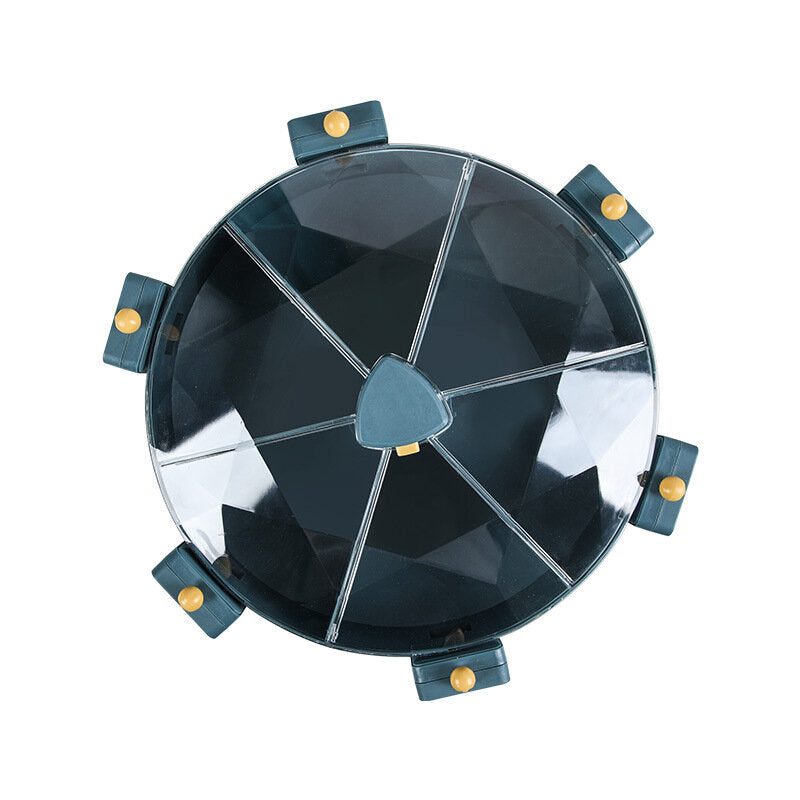 Grain Dispenser || Rotating Six Compartments Wall-Mounted - Blue-Yellow Wall-Mounted Grain Dispenser