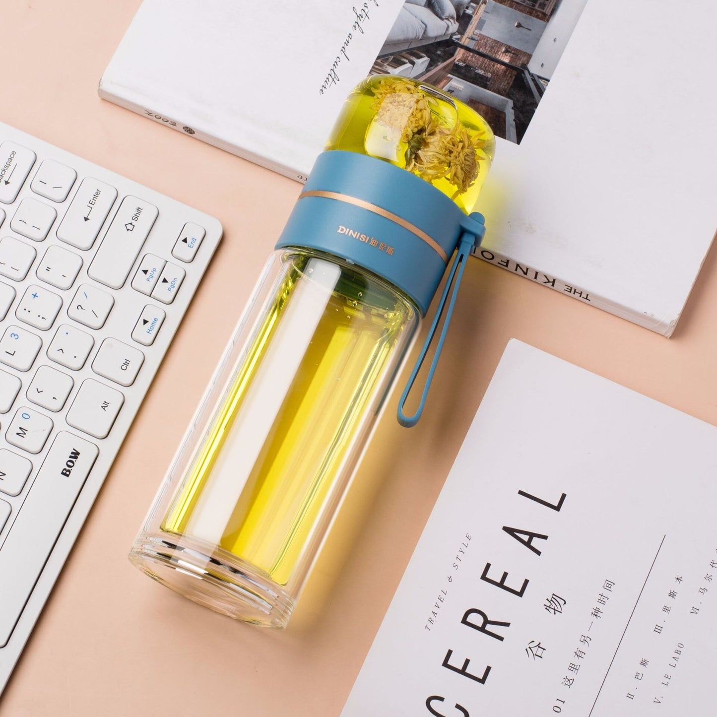 Blue Tea Infuser Bottle 450ml