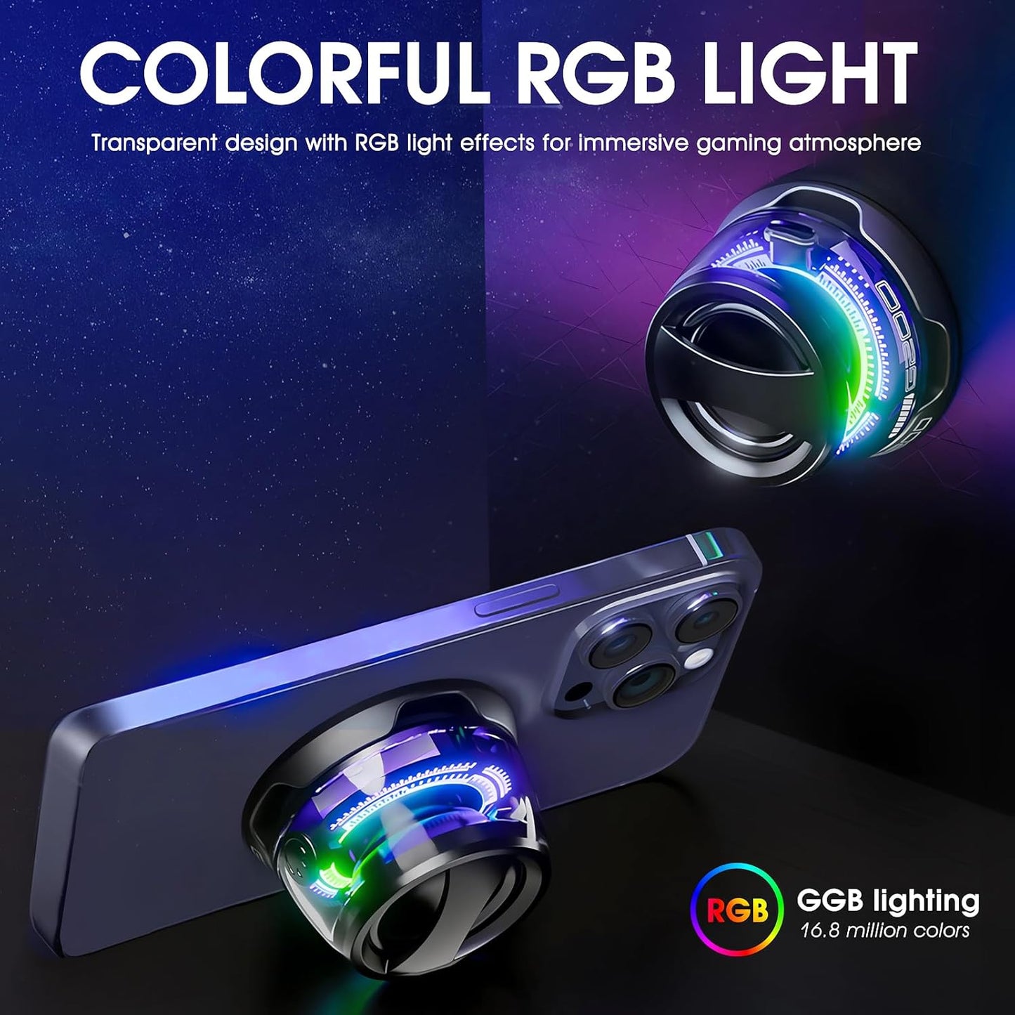 Bluetooth Speaker with Multi-RGB Color Light and Phone Holder for Metal Surface