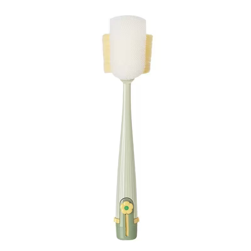 Decorative lamp with a white shade and green base on a white background