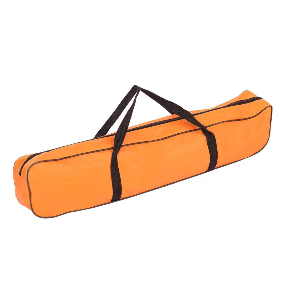 Orange carrying bag with black straps on a white background