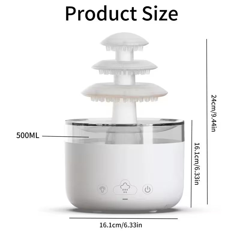 White humidifier with measurement details on a white background