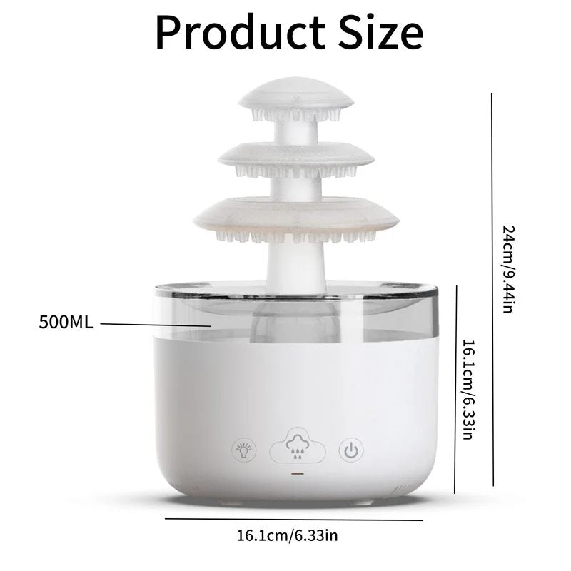 White humidifier with measurement details on a white background