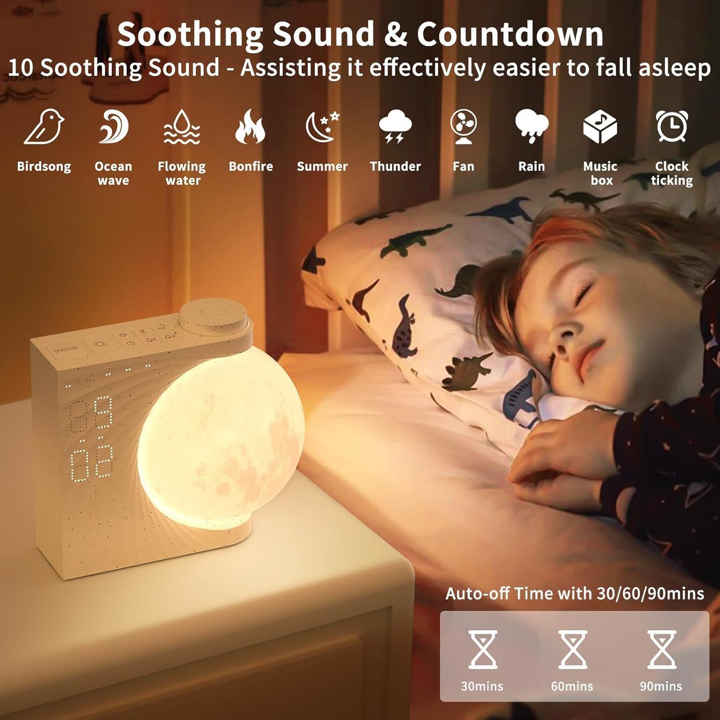 Colorful Atmosphere Moon Light Clock