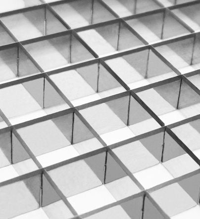Close-up of a metal grid structure