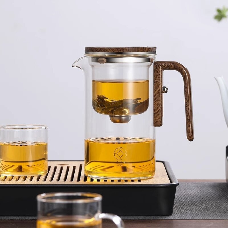 Glass Teapot Wood Handle
