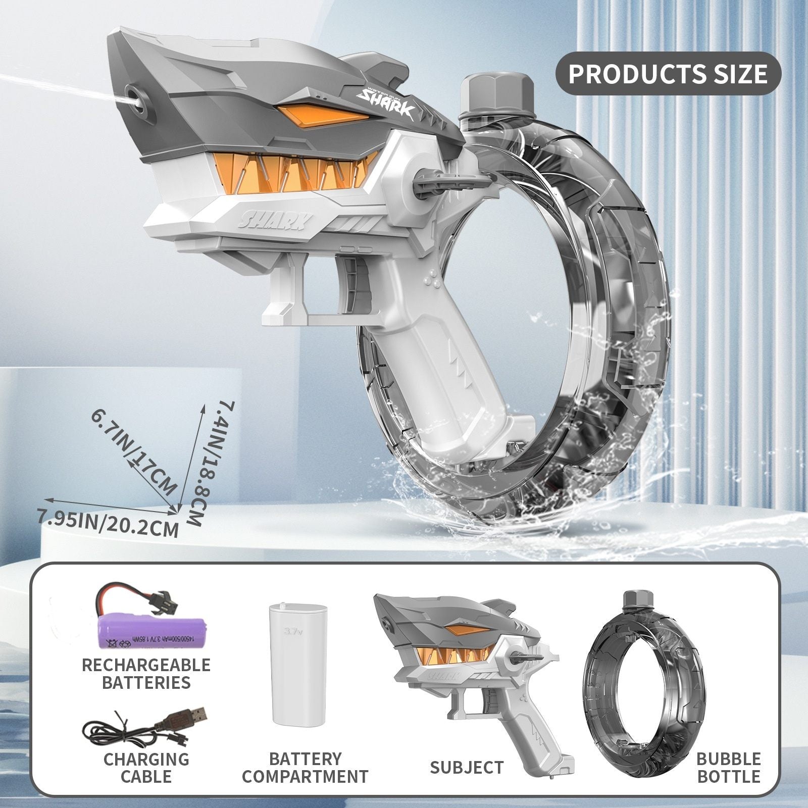 Gray Shark Electric Water Gun Toy