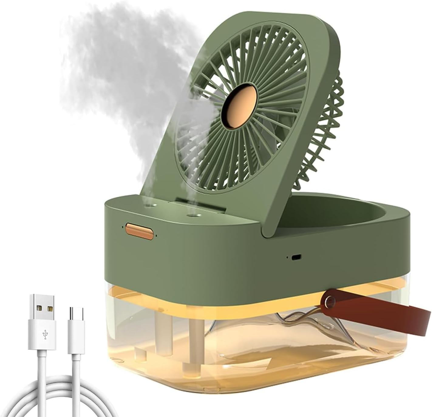 Green portable fan with mist
