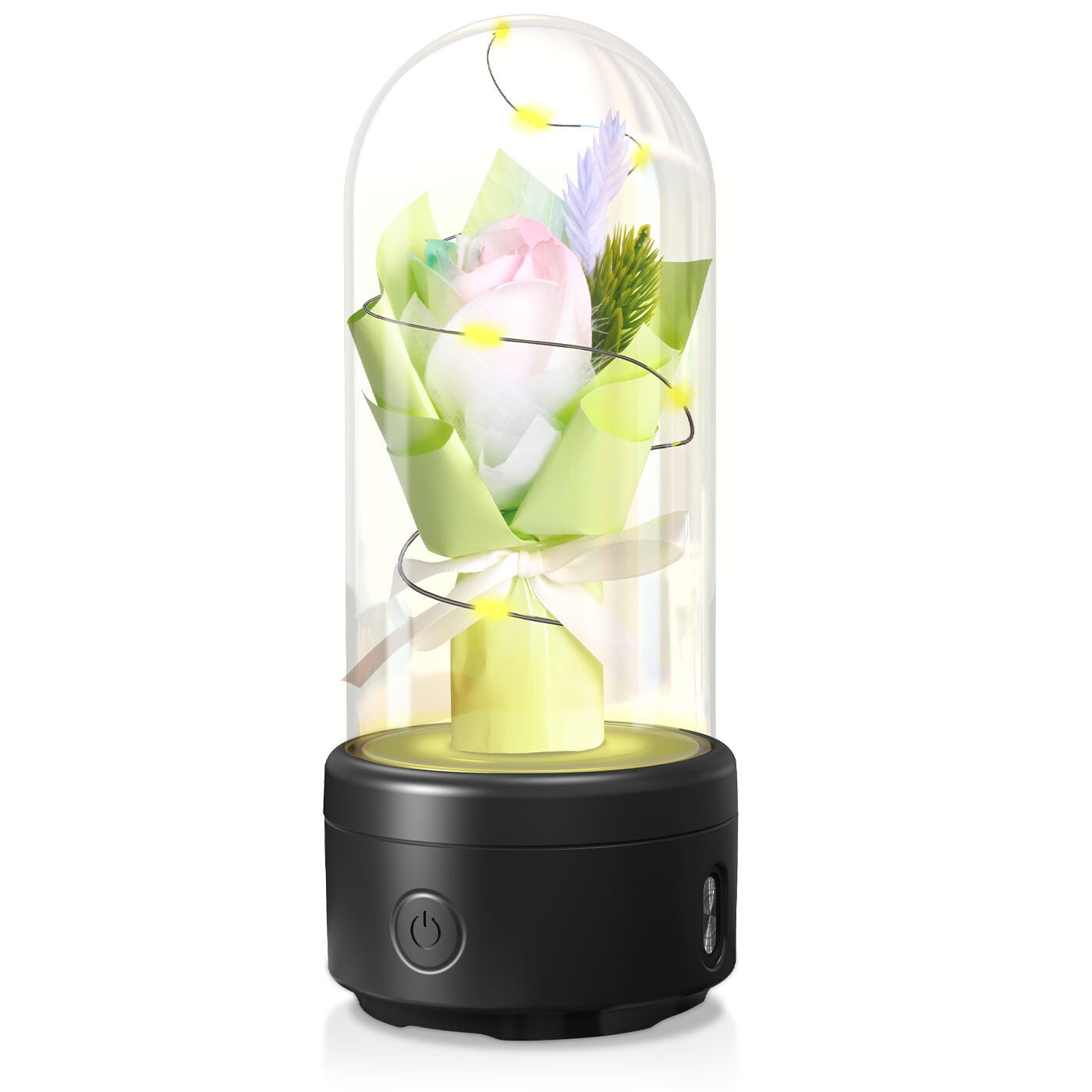 Green Rechargeable Waterproof LED Light Bluetooth Speaker Ornament - Black Base