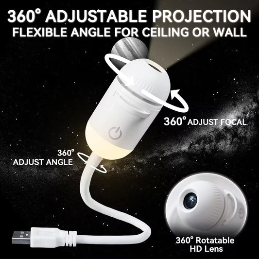 LED Galaxy Projector Night Light | 360° HD Star Projector for Kids Bedroom | Swappable Galaxy Film Discs | Ceiling & Wall Space Projector
