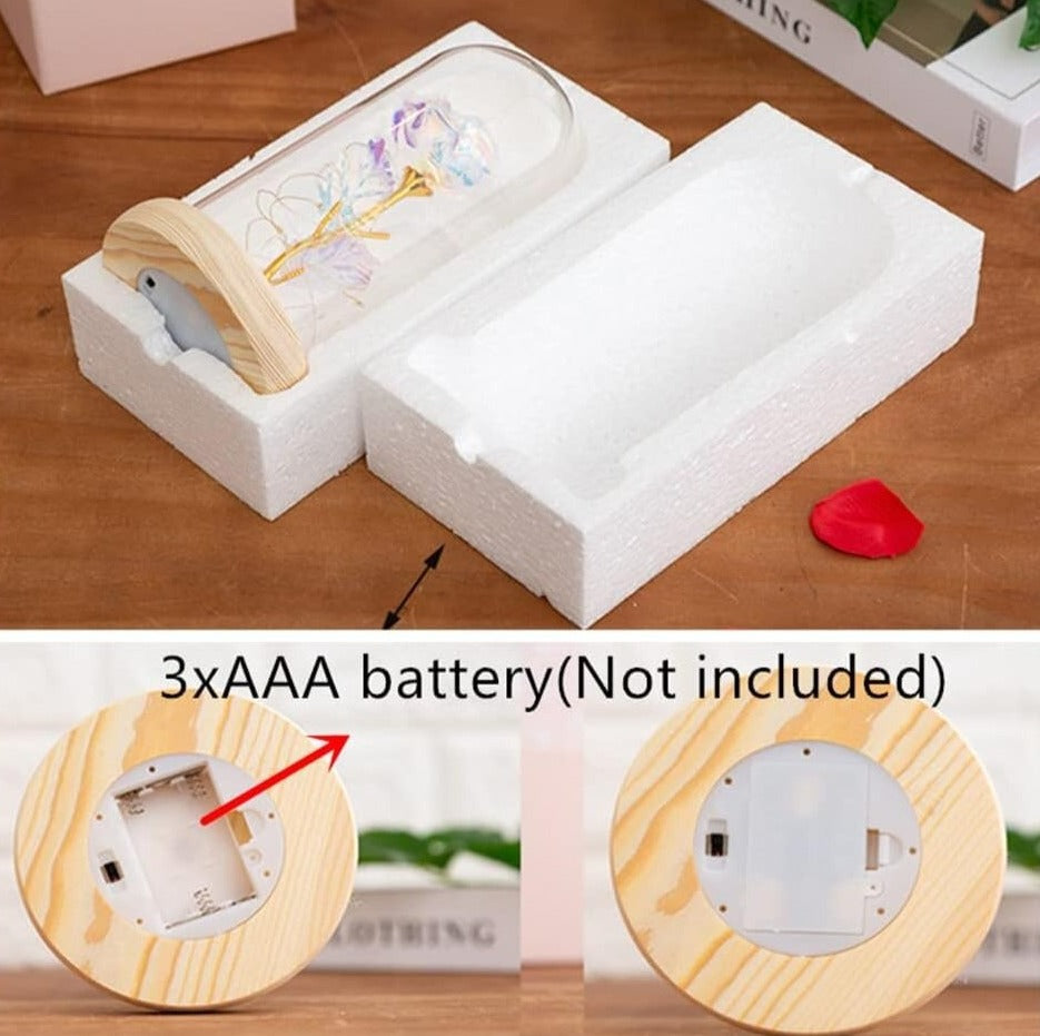Light Up Rose: Powered by 3*AAA power (not included), LED lights are twined around the colorful artificial roses, charming warm glow light up in night for home, bed room and adds the sweet atmosphere.