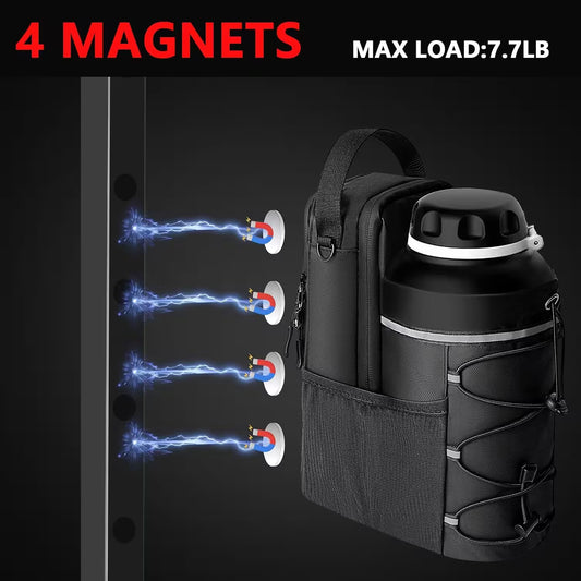 Magnetic Gym Bag Water Bottle Holder | Crossbody Bottle Carrier with 4 Magnets For Gym, Hiking & Sports