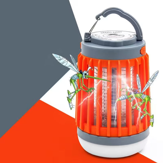 Orange and gray insect repellent lantern on a colorful background