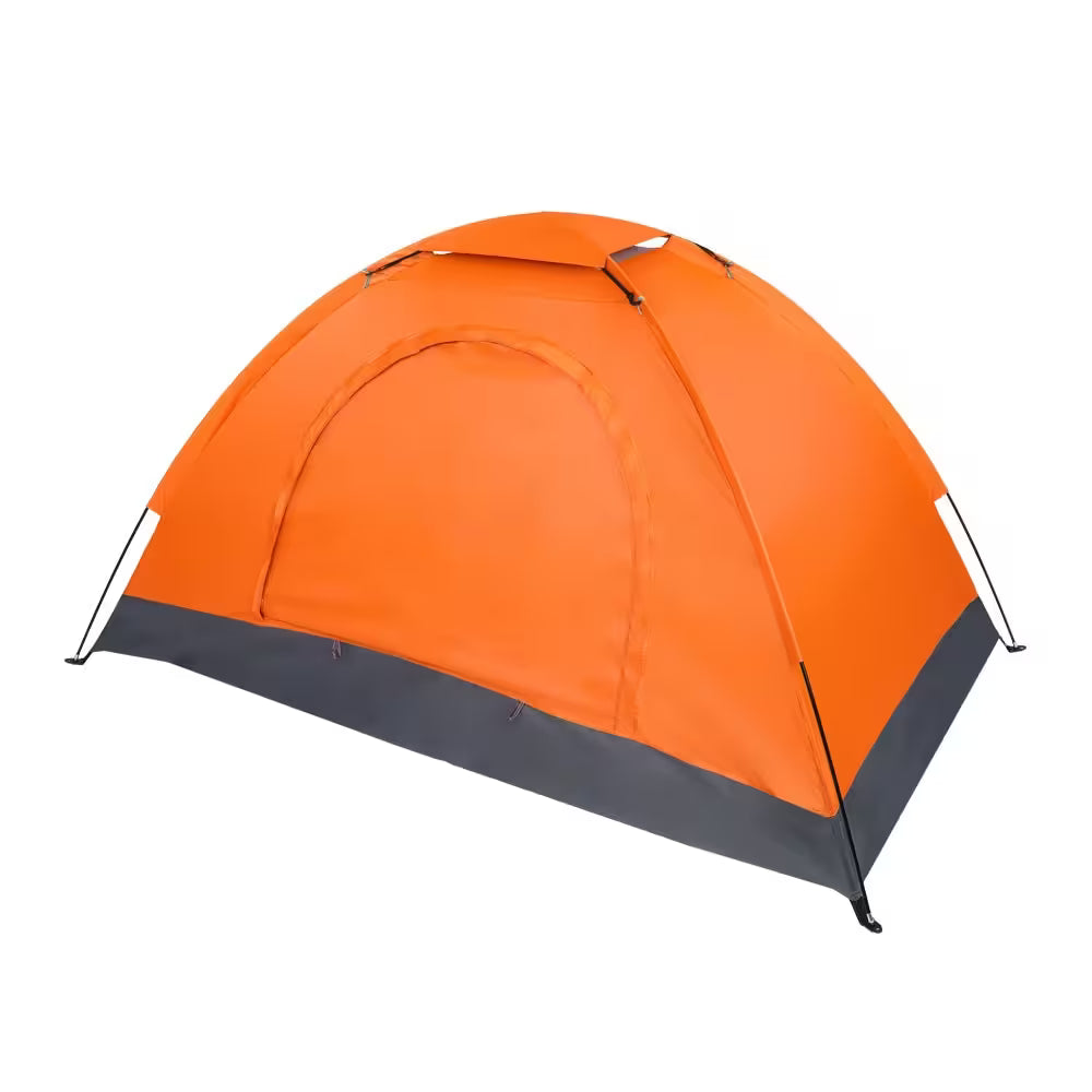 Orange tent with black base on a white background