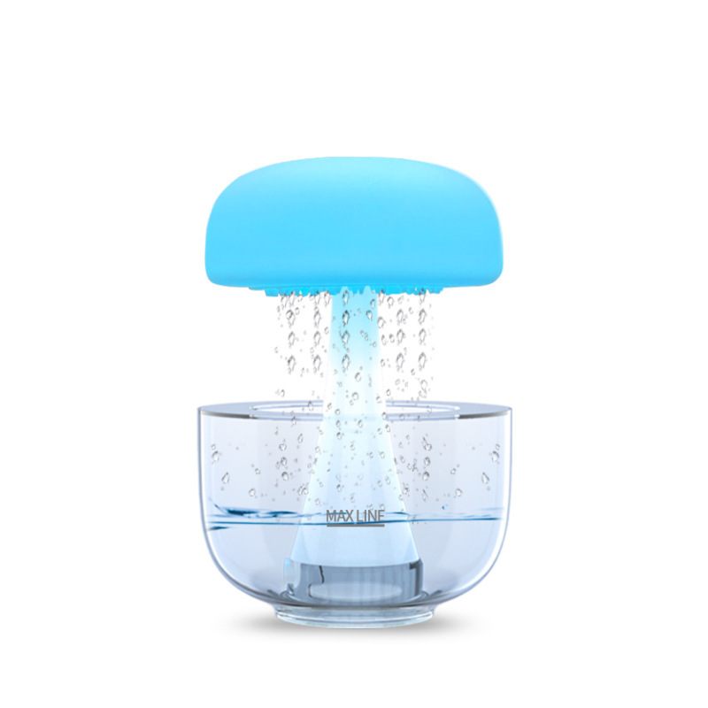 Clear water filter with blue top on a white background
