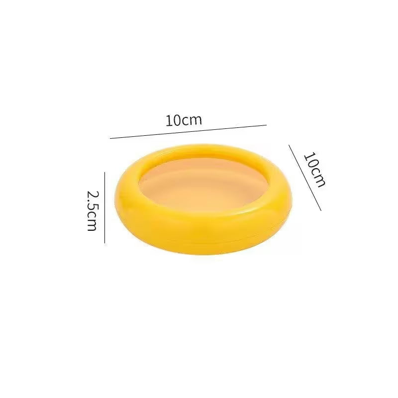 Yellow circular object with dimensions labeled on a white background