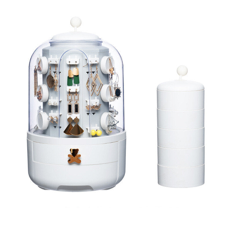 White 360 Rotating Jewelry Armoire