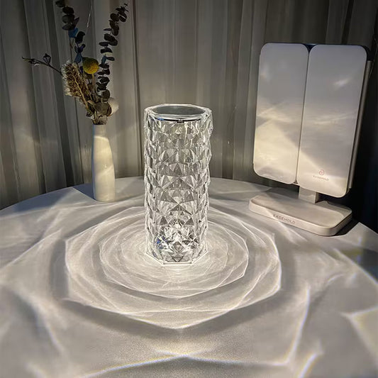 Diamond Crystal LED Table Lamp - USB Rechargeable with 16-Color Remote