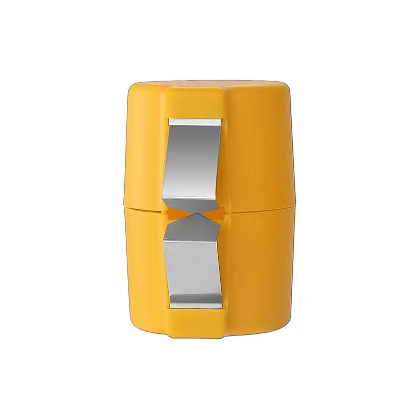 Yellow and silver container on a white background
