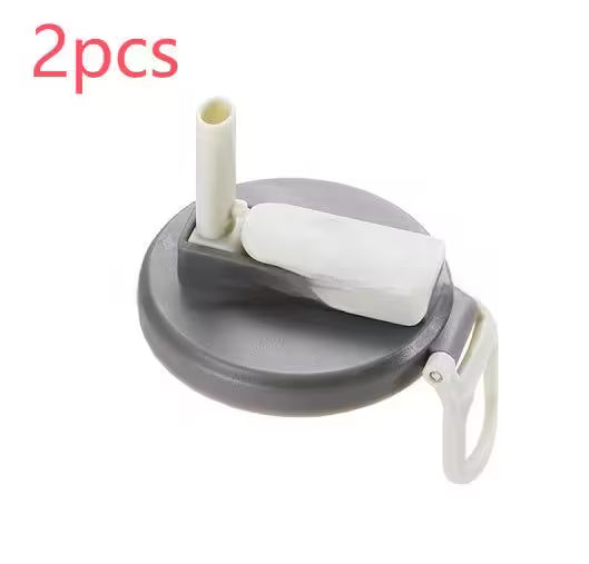 Gray lid with white straw and spout on a white background, labeled '2pcs'.
