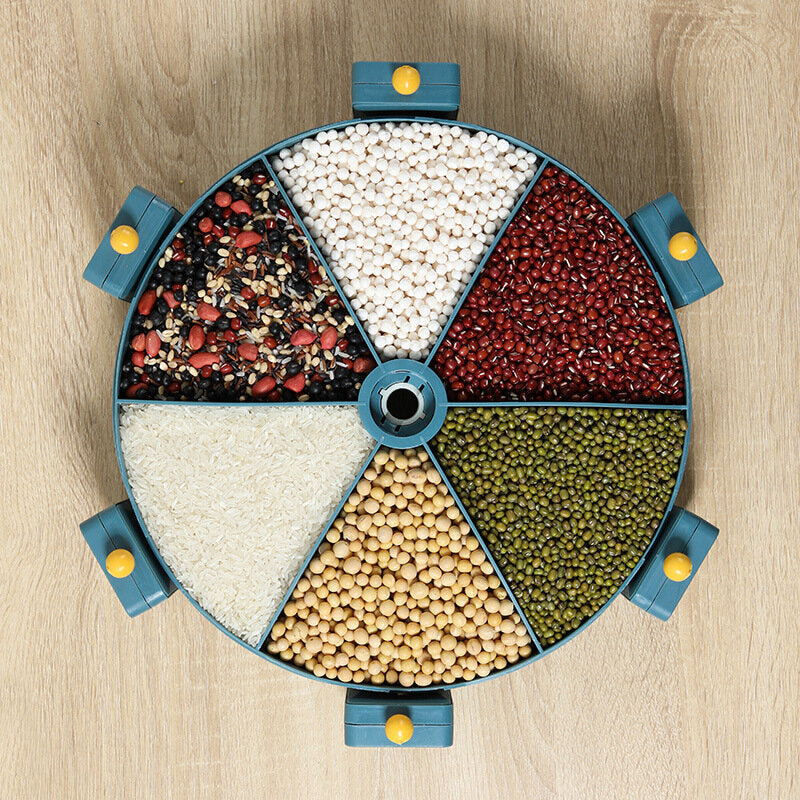 Grain Dispenser || Rotating Six Compartments Wall-Mounted - 360 degrees rotating six compartments grain dispenser