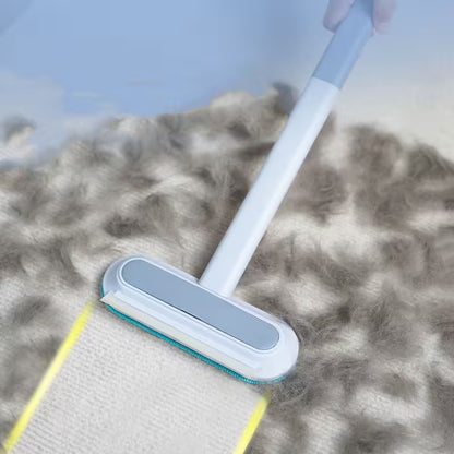 Cleaning tool removing pet hair from a carpet