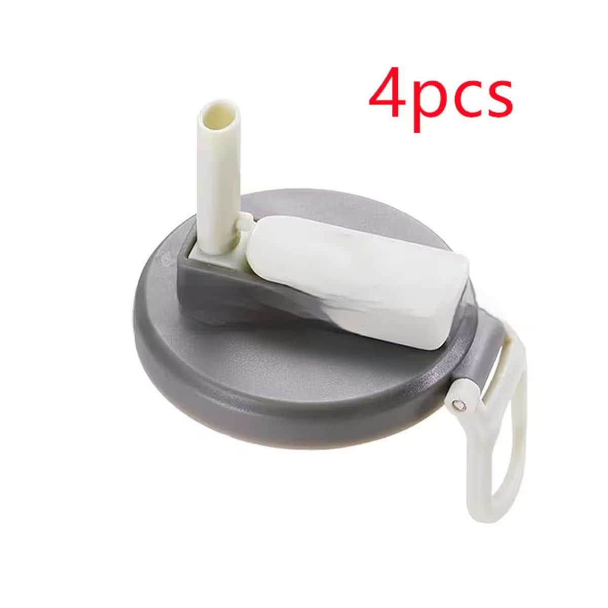 Gray lid with white straw and handle on a white background, labeled '4 pcs'.