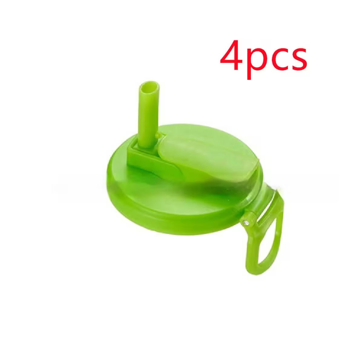 Green lid with straw on a white background, labeled '4 pcs'.