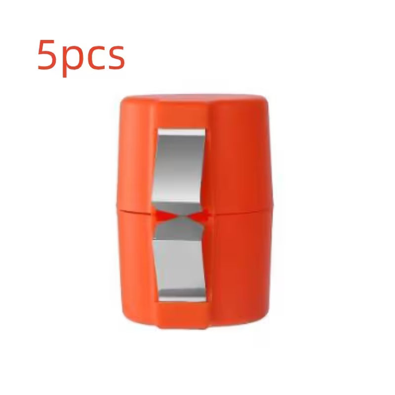 Orange pencil sharpener with a mirror on a white background, labeled '5pcs'.