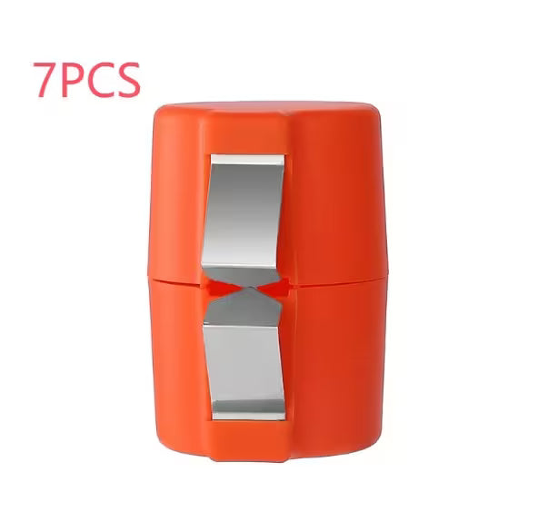Orange and silver container with '7PCS' text on a white background