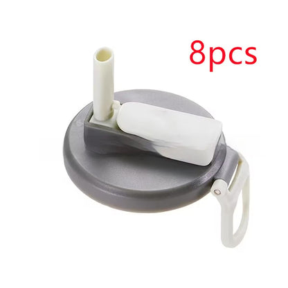 Gray lid with white straw and handle on a white background, labeled '8pcs'.