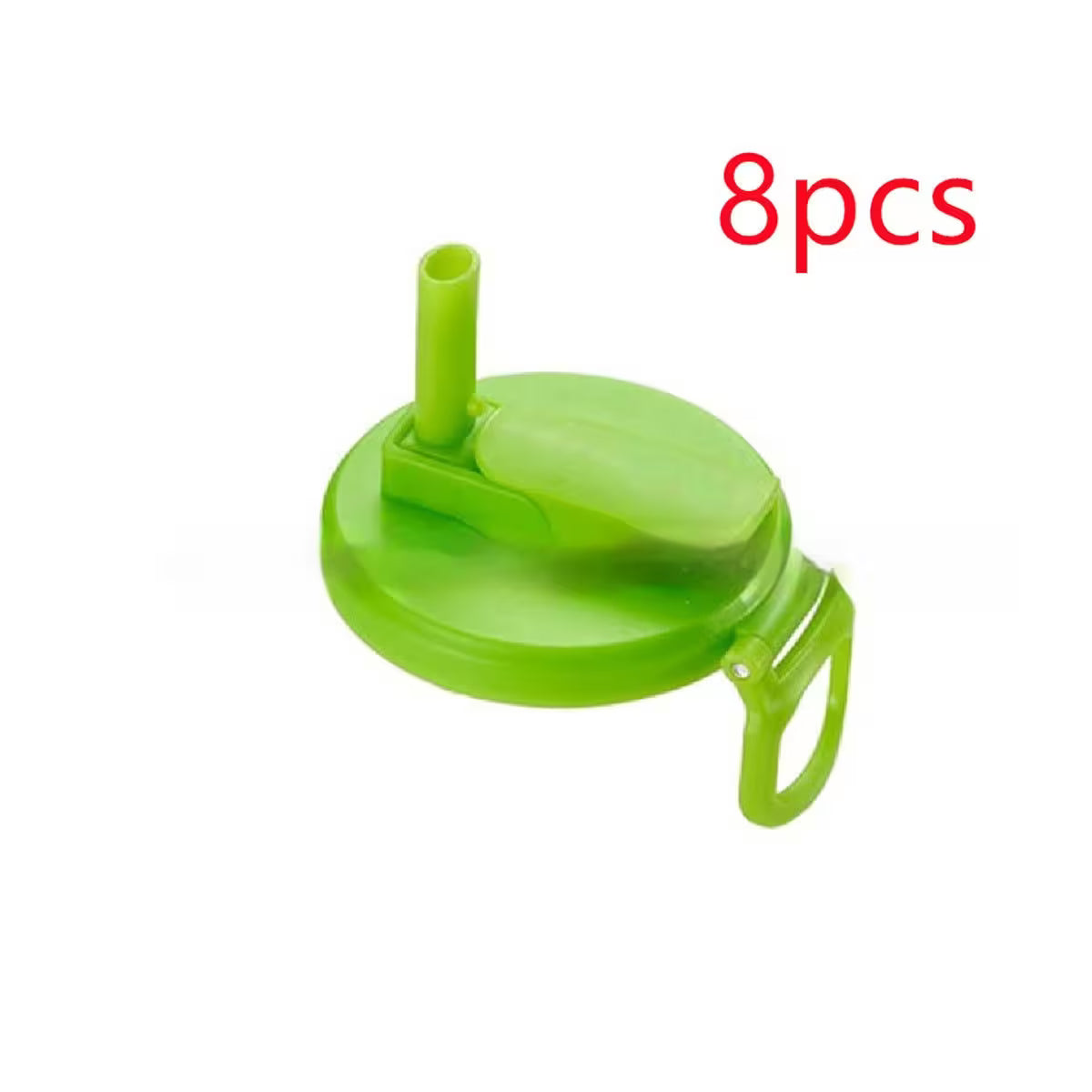 Green lid with straw on a white background, labeled '8pcs'.