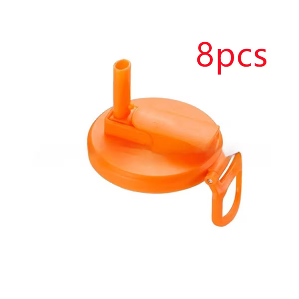 Orange lid with straw on a white background, labeled '8pcs'.