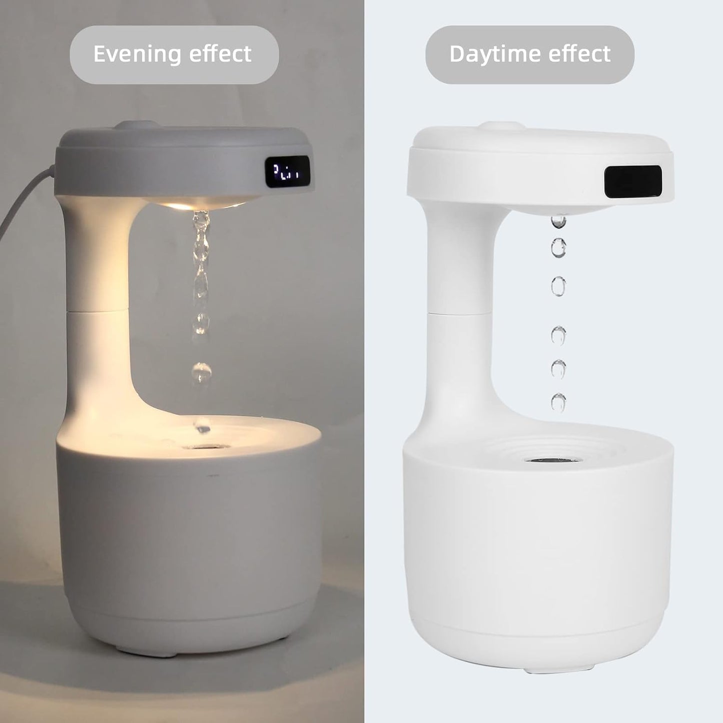 Visual experience of water droplets flowing backwards, ultrasonic atomization technology, Nano-fine mist, nourishes the air and relieves stress.