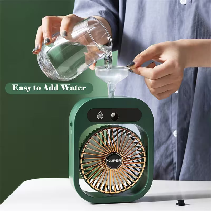 Person pouring water into a green and gold device labeled 'Super' with text 'Easy to Add Water'.