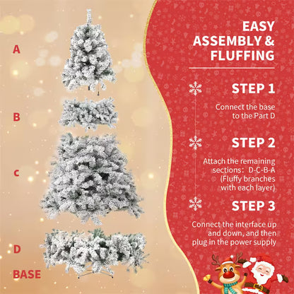 Instructions for assembling a decorative Christmas tree with steps and illustrations on a festive background.