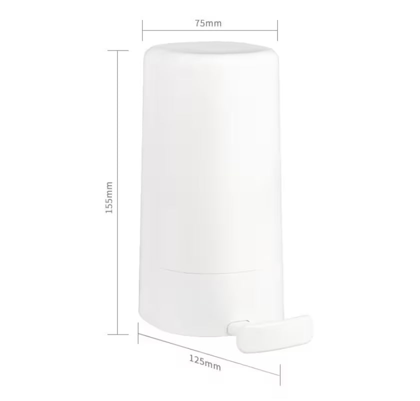 White rectangular object with dimensions labeled on a white background