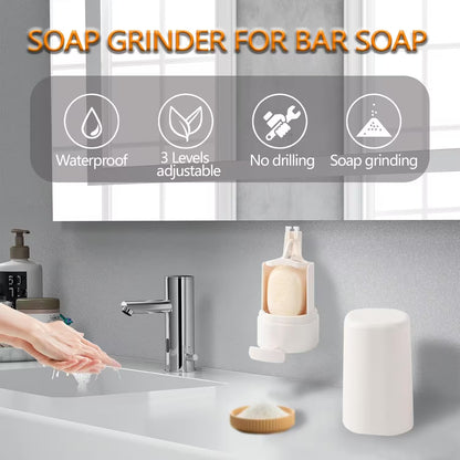 Soap grinder for bar soap with sink and soap on a gray background