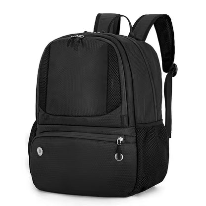 Black backpack on a white background