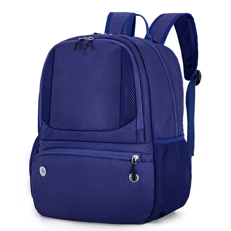 Blue backpack on a white background