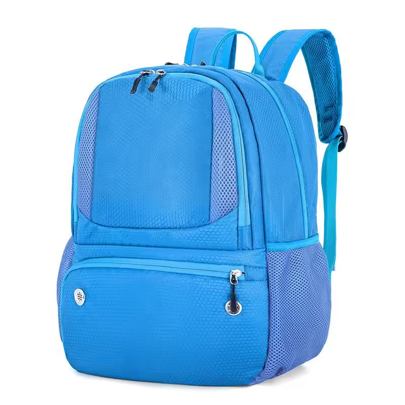 Blue backpack on a white background