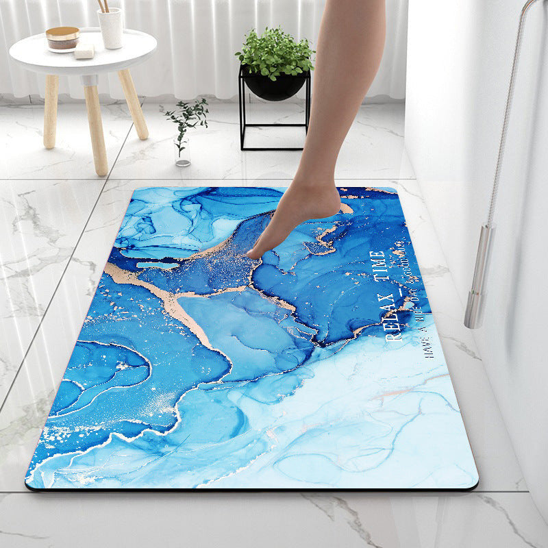 Bath Rug - Marble Blue Color