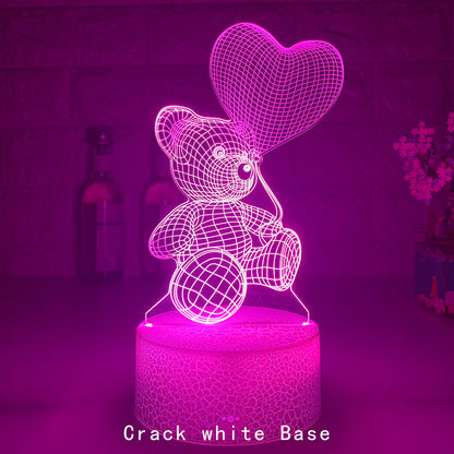 Crack White Base 3D Night Light Bear