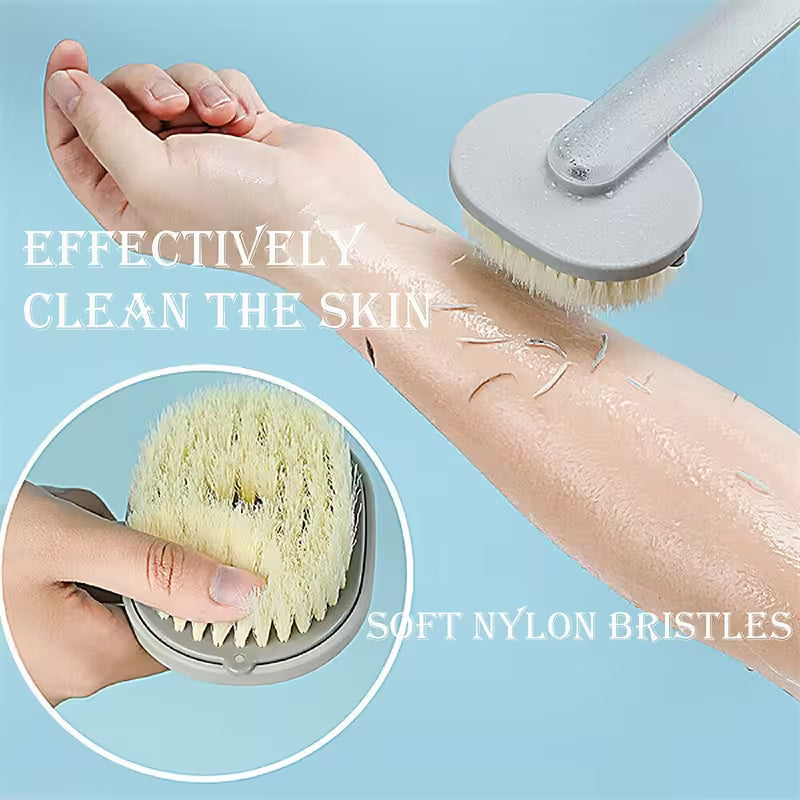 Best Back Scrubber For Shower With Handle  | Built-In Soap Dispenser | Soft Nylon Bristles | 36cm Reach